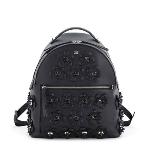 fendi floral-appliqué leather backpack black|Fendi Leather Backpack W/allover Floral Appliques, Black In .